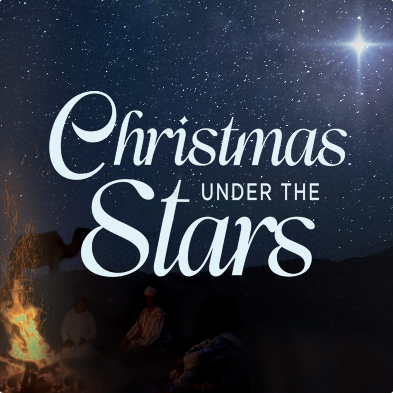 Christmas under the stars church advent sermon series graphic design, starry night sky