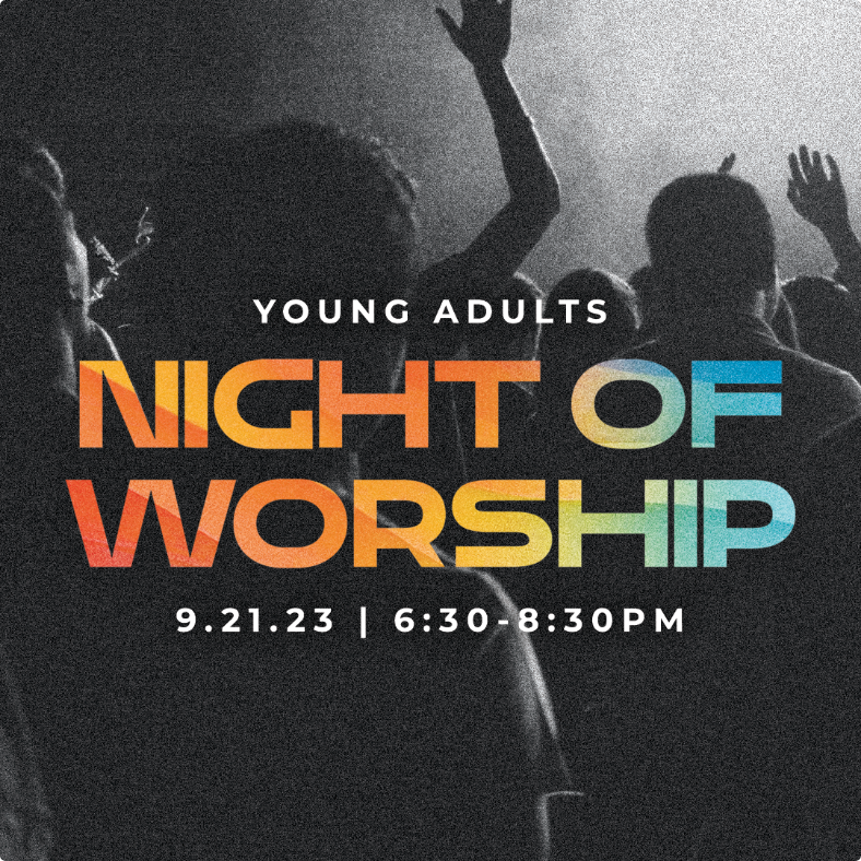 night of worship young adult ministry church graphic design, trendy and modern