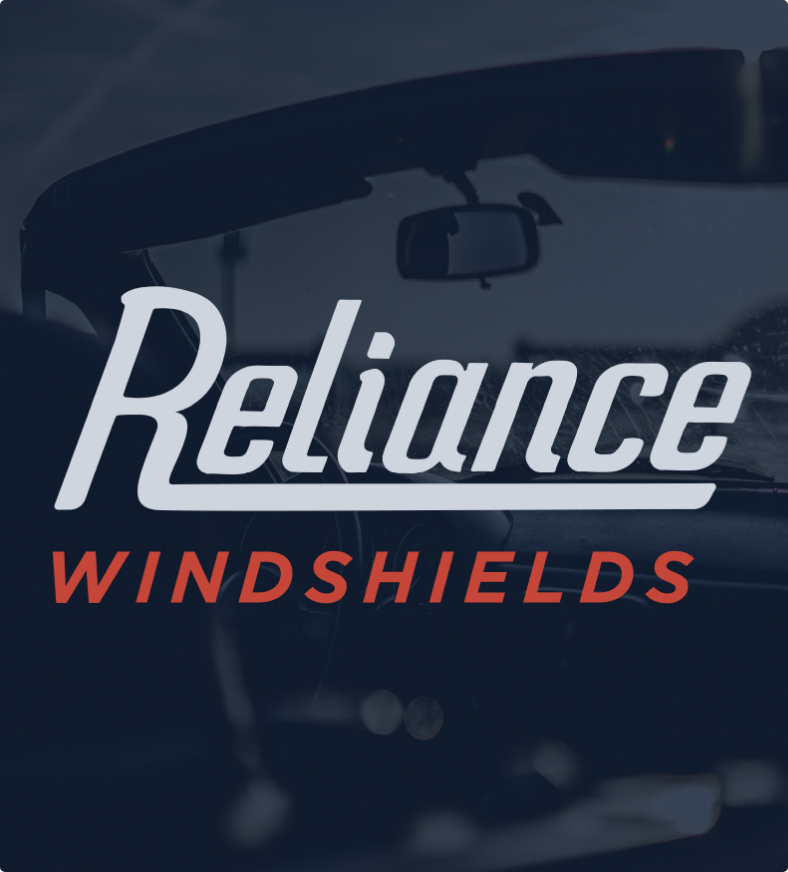 Reliance Windshields branding, hand drawn type