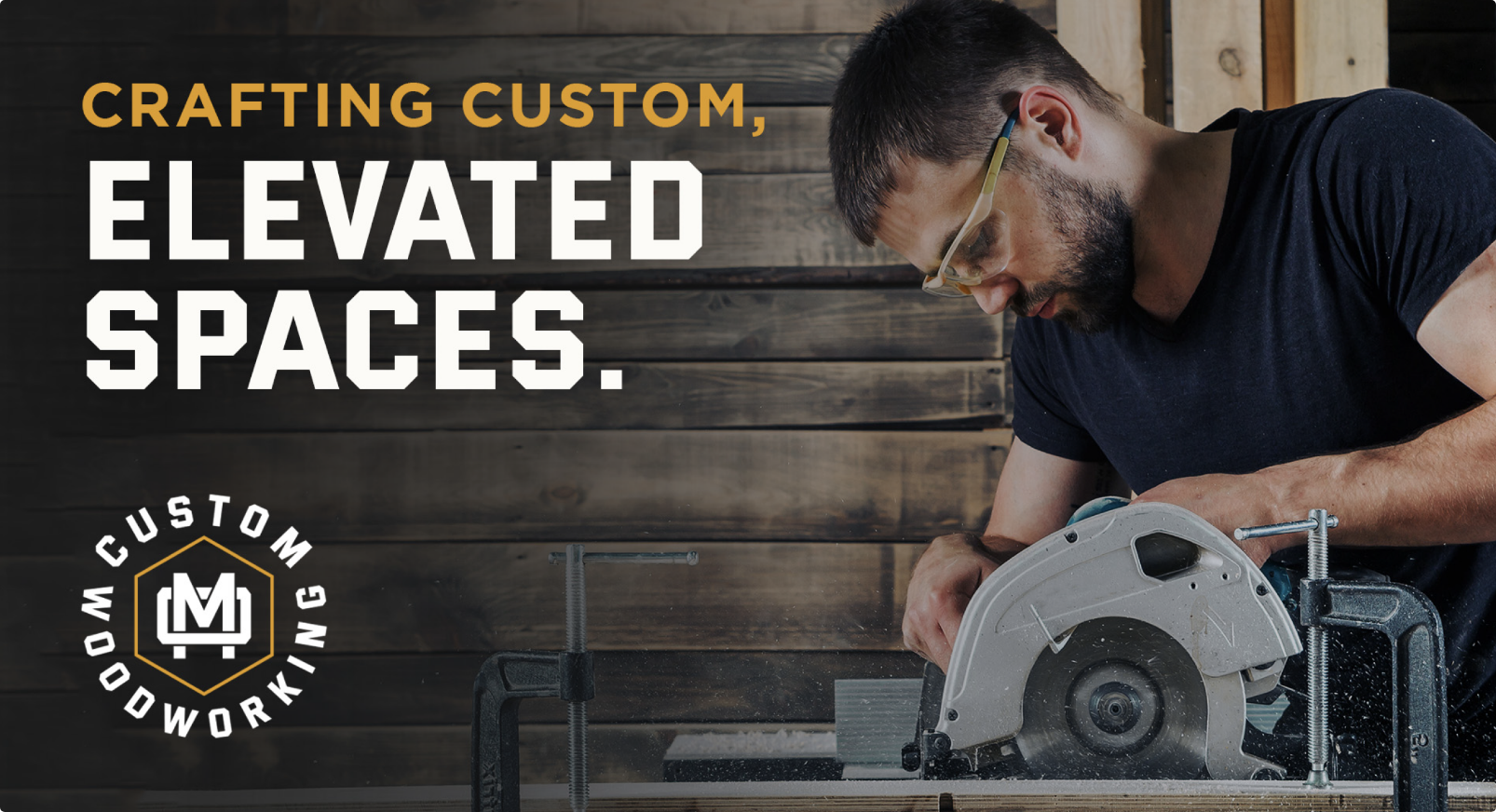 M&O Custom Woodworking branded graphic for a carpentry business